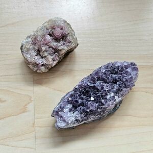 Amethyst Crystal Geode Set: One Grape Amethyst, One With Defined Crystals